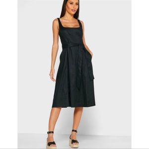 NWT Banana Republic Black Linen Cotton Square Neck Dress Size 4